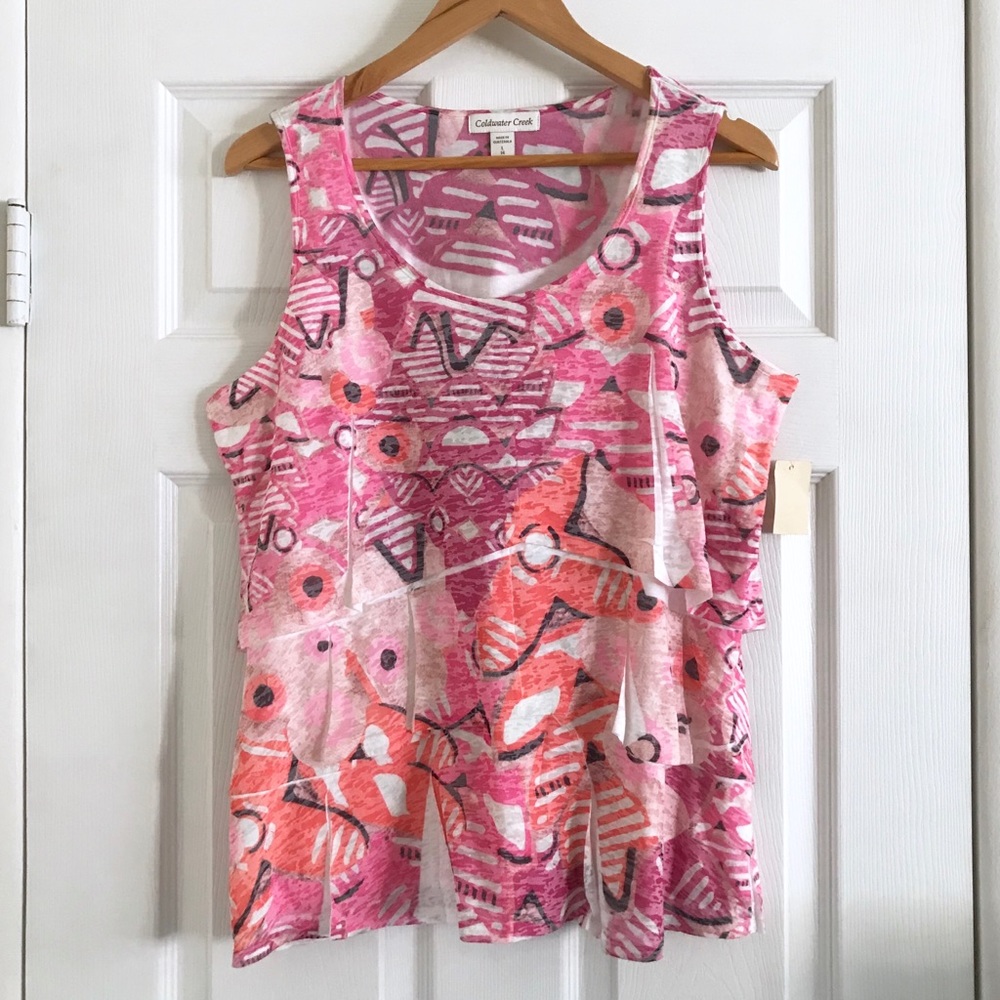 Coldwater Creek Stechbook Tiered Tank Top Size L